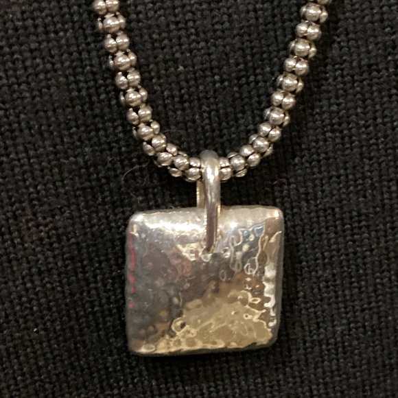 Silpada sterling silver popcorn necklace and hammered silver pendant. - Picture 3 of 15